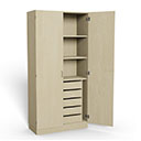 IRIS Wood work cabinet 5A4 H2100 W1000 D470,3A4 open shelves upper,10pcs drawers lower